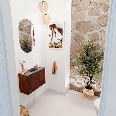 Mondiaz JOYA-DLUX 60cm toiletmeubel - kleur Ruby - Wastafel FAYE positie Midden 1 kraangat kleur Sombra.