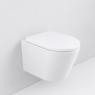 QeramiQ Dely Ensemble de toilette - réservoir encastré Qeramiq Flush - abattant 35mm - plaque de commande en plastique gris clair - boutons rectangulaires - blanc mat