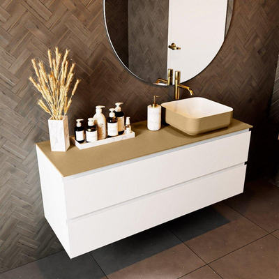 Mondiaz TOP 46 Topblad - 130x46x0.9cm - geschikt voor afdekplaat - Solid surface - Oro