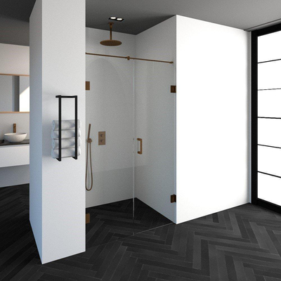 BRAUER Crée porte de douche 120x200cm 2 pièces sans profilé avec anti-calcaire et verre de sécurité 8mm cuivre