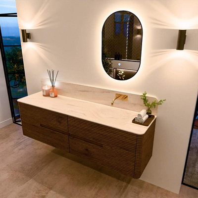 Mondiaz CIRO-DLUX Meuble de salle de bains - 170x45x50cm - Plan-vasque Solid surface Meli - 1 vasque à droite - sans trous de robinetterie - 4 tiroirs - Dusk