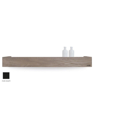 Looox Wooden Collection Rangement Salle de bains 90x10x10cm chêne noir mat avec fond noir mat