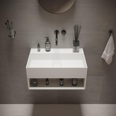 Ideavit SolidBliss Wastafel 60x40x28cm 0 kraangaten Solid surface mat wit