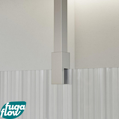 FugaFlow Eccelente Vetro douche à l'italienne salle de bain - 60x200cm - verre strié - bras plafond - inox brossé