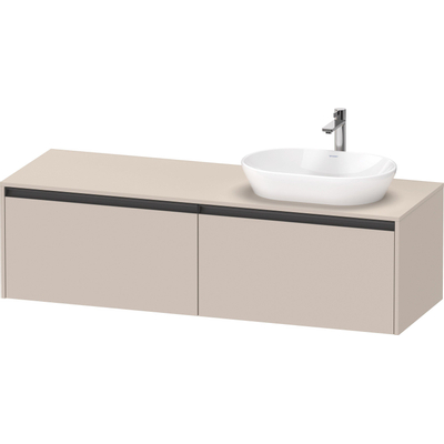 Duravit Ketho 2 meuble sous-lavabo avec plateau console avec 2 tiroirs pour vasque à droite 160x55x45.9cm avec poignées taupe anthracite mat