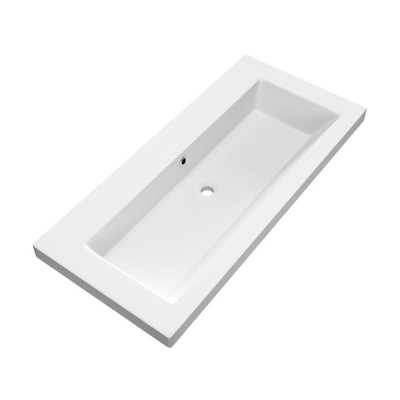 BRAUER Solar Medium lavabo 100x46x5cm - 1 lavabo - 0 trous de robinet - marbre minéral - blanc mat