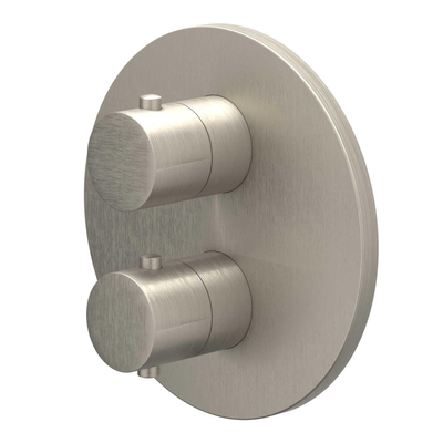 IVY Bond Partie apparente - pour mitigeur thermostatique encastré - 1 robinet d'arrêt séparé - rosace ronde - Nickel brossé PVD