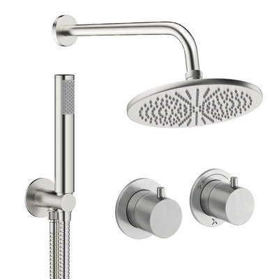 Crosswater MPRO Module inbouw regendoucheset – Ø30 cm hoofddouche – 2 hendels – vaste douchehouder – RVS geborsteld