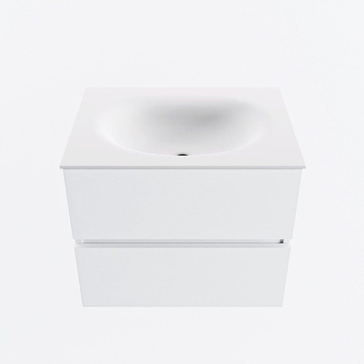 Mondiaz VICA ensemble de meuble de salle de bain - 60cm - meuble sous-vasque talc - 2 tiroirs - lavabo moon milieu - 1 trou de robinet - version haute de 60cm - talc