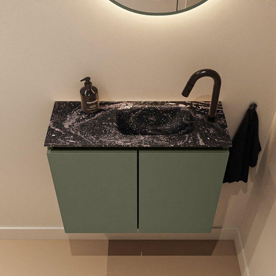 MONDIAZ TURE-DLUX 60cm toiletmeubel Army. EDEN wastafel Lava positie rechts. Met 1 kraangat.