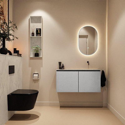 MONDIAZ TURE-DLUX 100cm toiletmeubel Plata. EDEN wastafel Opalo positie rechts. Zonder kraangat.