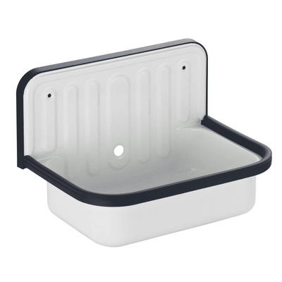 Alape AG évier de vidange en tôle d'acier 51cm avec trop-plein avec bord de protection noir Blanc brillant