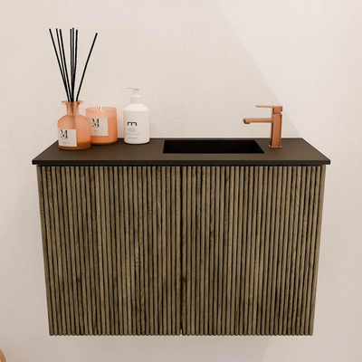 Mondiaz JOYA 60cm toiletmeubel - kleur Dusk - Wastafel FAYE positie Rechts 1 kraangat kleur Urban.