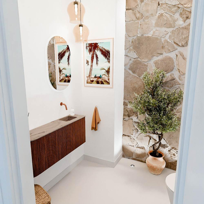 Mondiaz JOYA-DLUX 101.6cm toiletmeubel - ronding links kleur Ruby - Wastafel FAYE positie Rechts Zonder kraangat kleur Arena.