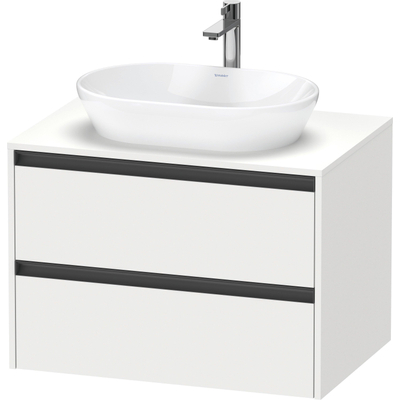 Duravit Ketho.2 Wastafelonderbouwkast - inclusief consoleplaat - met 2 laden - 80x55x56.8cm - met handgrepen antraciet - wit mat