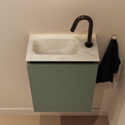 MONDIAZ TURE-DLUX Meuble toilette - 40cm - Army - EDEN - vasque Ostra - position gauche - 1 trou de robinet