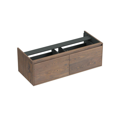 Forzalaqua Reno 2.0 meuble sous-lavabo 120x51x40cm avec 2 tiroirs sans poignée à fermeture douce Chêne massif Havanna