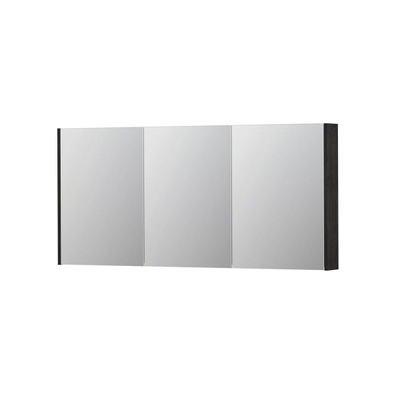 INK SPK2 spiegelkast – 160x74x14 cm – 3 deuren, dubbelzijdige spiegeldeuren – Houtskool eiken