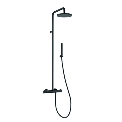 Plieger Napoli colonne de douche thermostatique avec douche de tête ø20cm avec barre de douche à main modèle à 1 position noir mat bu85rm2151ne