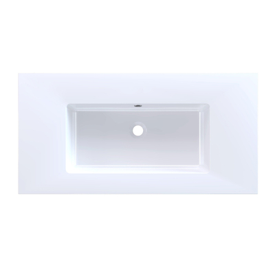 Arcqua Mira Inbouw Wastafel - 91x46x1.5cm - enkele wasbak - zonder kraangat - cast marble - glans wit