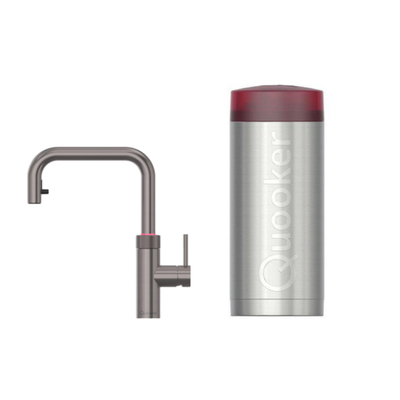 Quooker Flex Square kokendwaterkraan - draaibare & uittrekbare uitloop - Combi+ reservoir - Warm / kokend water - gunmetal