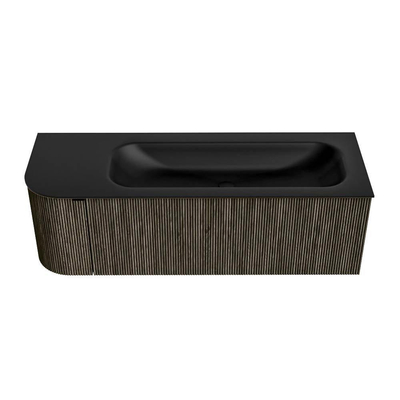 Mondiaz KURVE Ensemble de meubles de salle de bains - 135x46x40cm - 1 tiroir - 1 porte - lavabo solid surface - à droite - 1 trou de robinet - Shadow