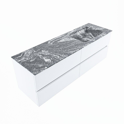 Mondiaz VICA-DLUX Badkamermeubelset - 150cm - talc - 4 lades - Inbouw wastafel CLOUD - rechts - zonder kraangat - kleur Lava - XL versie 60cm hoog