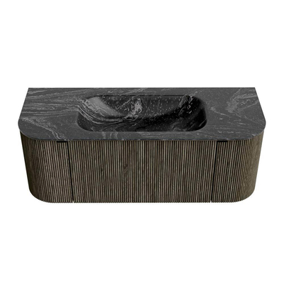 Mondiaz KURVE-DLUX Badkamermeubelset - 120x46x40cm - 1 lade - 2 deuren - wastafel solid surface - midden - 1 kraangat - Shadow