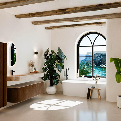 MONDIAZ THOR-DLUX 170cm badmeubel ronding links + rechts kleur Walnut met 1 lade en 2 deuren. Vrijhangende wastafel CLOUD Links 1 kraangat kleur Arena.
