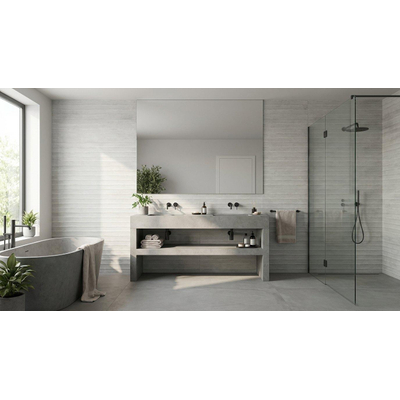 Baldocer Ceramica Code wandtegel - 40x120cm - Rechthoek - 11mm - gerectificeerd - Betonlook - Tesla silve