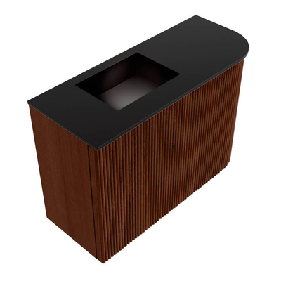 Mondiaz JOYA 61.6cm toiletmeubel - ronding rechts kleur Ruby - Wastafel FAYE positie Links 1 kraangat kleur Urban.