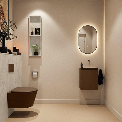 MONDIAZ TURE-DLUX 40cm toiletmeubel Rust. EDEN wastafel Opalo positie rechts. Zonder kraangat.
