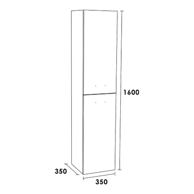 BRAUER EX Armoire colonne 35x35x160cm avec 2 portes gauche/droite sans poignée MFC Rusty