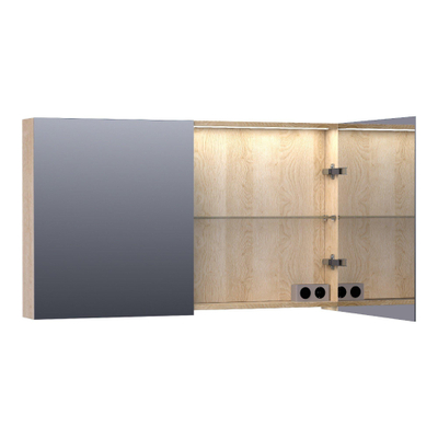 BRAUER Impress Deluxe armoire de toilette - 120x70x15cm - éclairage interne et externe - 2 portes miroir double face - Sunlit