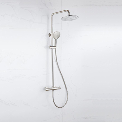 FugaFlow Eccelente Sobrado Badkamer Regendoucheset - thermostatisch - hoofddouche 25cm - ronde handdouche - geborsteld RVS PVD