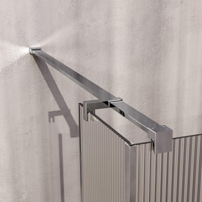 BRAUER Oblivion Inloopdouche - 100x200cm - 30cm zijwand - helder ribbel glas - glascoating - Hoogglans Chroom