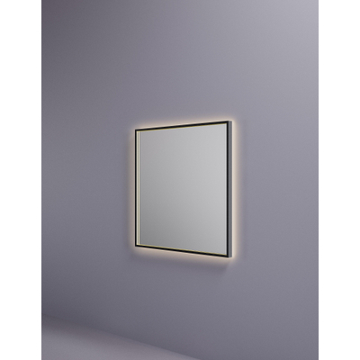 Hotbath &MORE Spiegel - 80x80cm - direct en indirect LED - color changing - spiegelverwarming - met afstandsbediening - PVD - geborsteld zwart