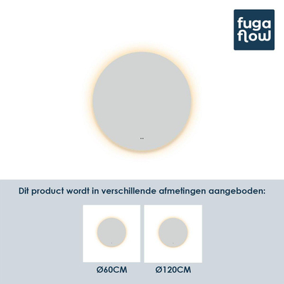 FugaFlow Caria Badkamerspiegel LED - verlichting - verwarming - rond - 120cm - 3000K - Wit - Black Friday -