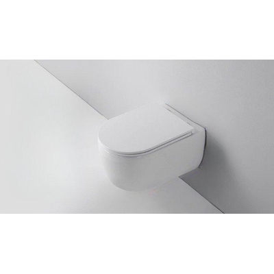 QeramiQ Dely Swirl WC suspendu - 36.5x53cm - à fond creux - sans bride - abattant slim - blanc mat