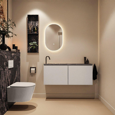 MONDIAZ TURE-DLUX meuble de toilettes 120 cm Linen. EDEN lavabo Lava position gauche. Avec 1 trou de robinet.