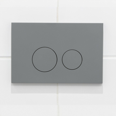 Plaque de commande QeramiQ Push avec support pour blocs de toilette - pour réservoir encastré Geberit UP320 - double chasse - boutons ronds - plastique - incluant 12 blocs de toilette - gris clair