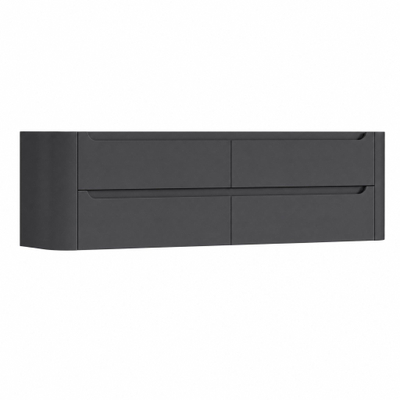 H&R Badmeubelen Juice Wastafelonderkast - 180x45x50cm - afgeronde hoeken - 4 lades - geïntegreerde greep - antraciet mat