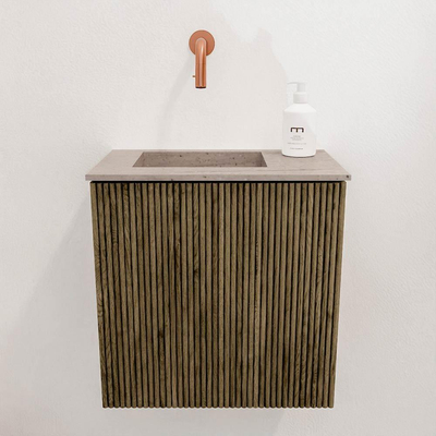 Mondiaz JOYA-DLUX 40cm toiletmeubel - kleur Dusk - Wastafel FAYE positie Links Zonder kraangat kleur Saba.