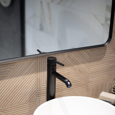 Saniclass Retro Line Square Miroir - 80x80cm - carré - arrondi - cadre - noir mat