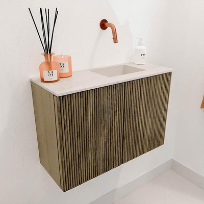 Mondiaz JOYA-DLUX 60cm meuble de toilette - couleur Dusk - Vasque FAYE position Droite Sans trou de robinet couleur Meli.