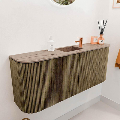 Mondiaz JOYA-DLUX 103.2cm toiletmeubel - ronding links en rechts kleur Dusk - Wastafel FAYE positie Midden 1 kraangat kleur Arena.