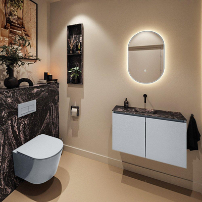 MONDIAZ TURE-DLUX Meuble toilette - 80cm - Clay - EDEN - vasque Lava - position centrale - sans trou de robinet