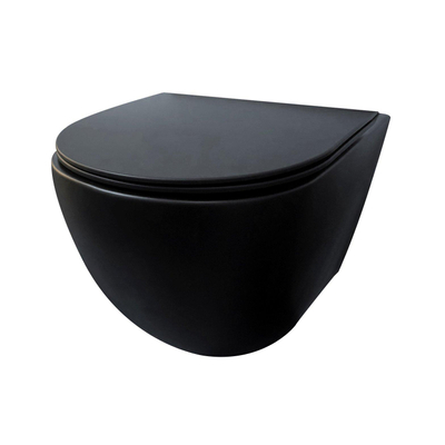 Best Design Morrano Compact wandcloset Spoelrandloos 49cm incl softclose zitting mat zwart