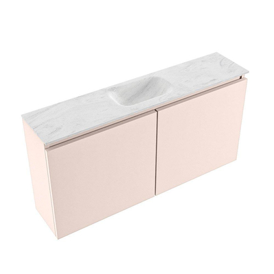 MONDIAZ TURE-DLUX Meuble WC 100 cm Rosee. Lavabo EDEN Opalo position milieu. Avec 1 trou de robinet.