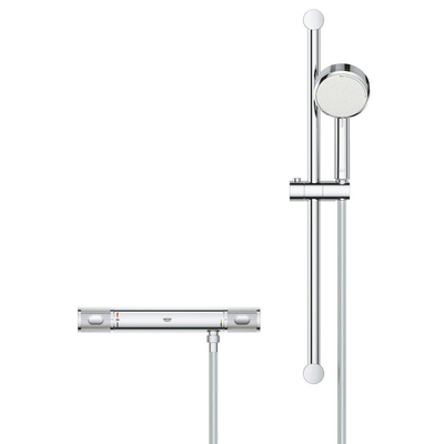 GROHE Grohtherm mitigeur de douche thermostatique apparent avec barre de douche et douchette chromé